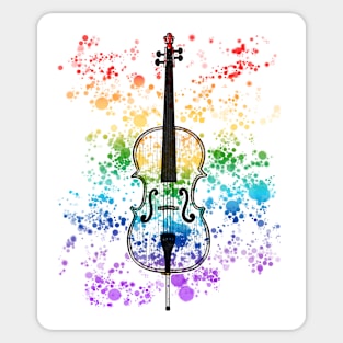 Cello Rainbow Colours Cellist String Player Orchestra Musician Sticker